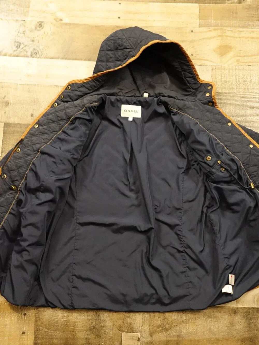 Orvis Quilted Hooded Jacket Women’s Large Navy Insulated Outdoor - Picture 10 of 13
